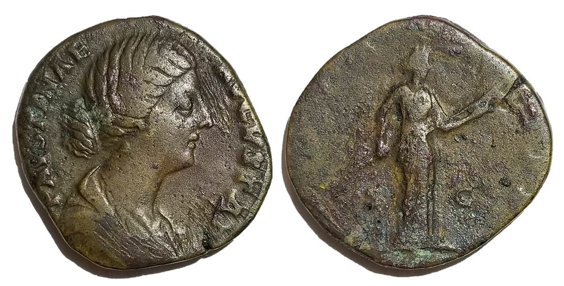 Faustina Jr DIANA LVCIFERA S C sestertius dative case inscription.jpg