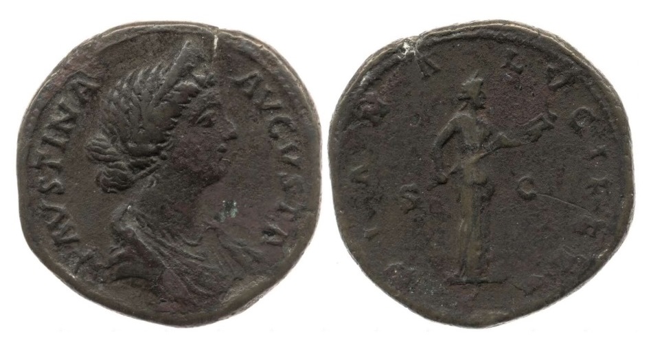 Faustina Jr DIANA LVCIFERA S C sestertius diademed bust BMC.jpg