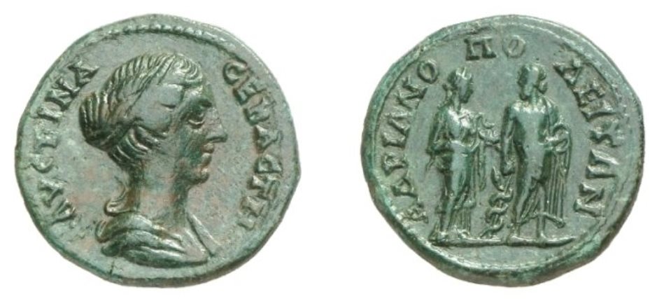 Faustina Jr Hadrianopolis Hygeia and Asklepios Helios.jpg