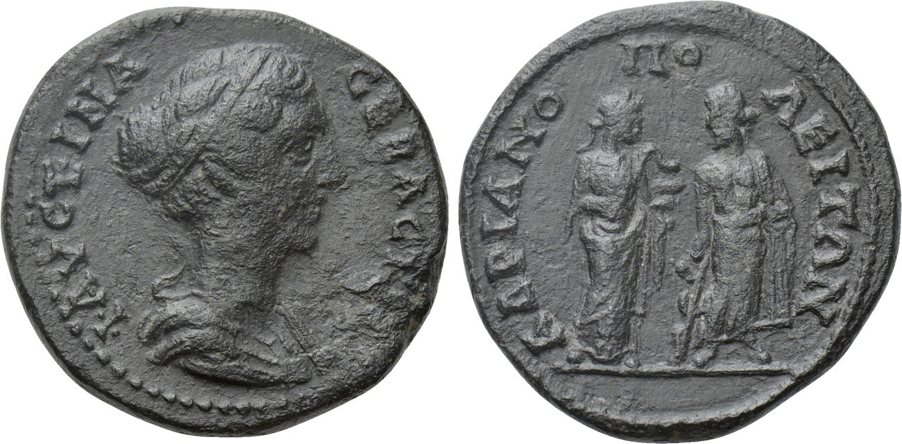 Faustina Jr Hadrianopolis Hygeia and Asklepios Naumann.jpg