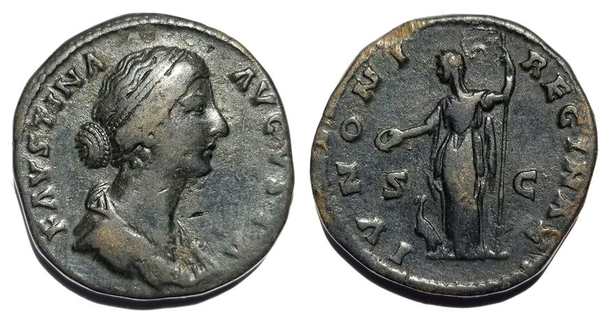 Faustina Jr IVNONI REGINAE standing sestertius jpeg.jpg