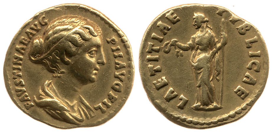 Faustina Jr LAETITIAE PVBLICAE aureus BMC.png