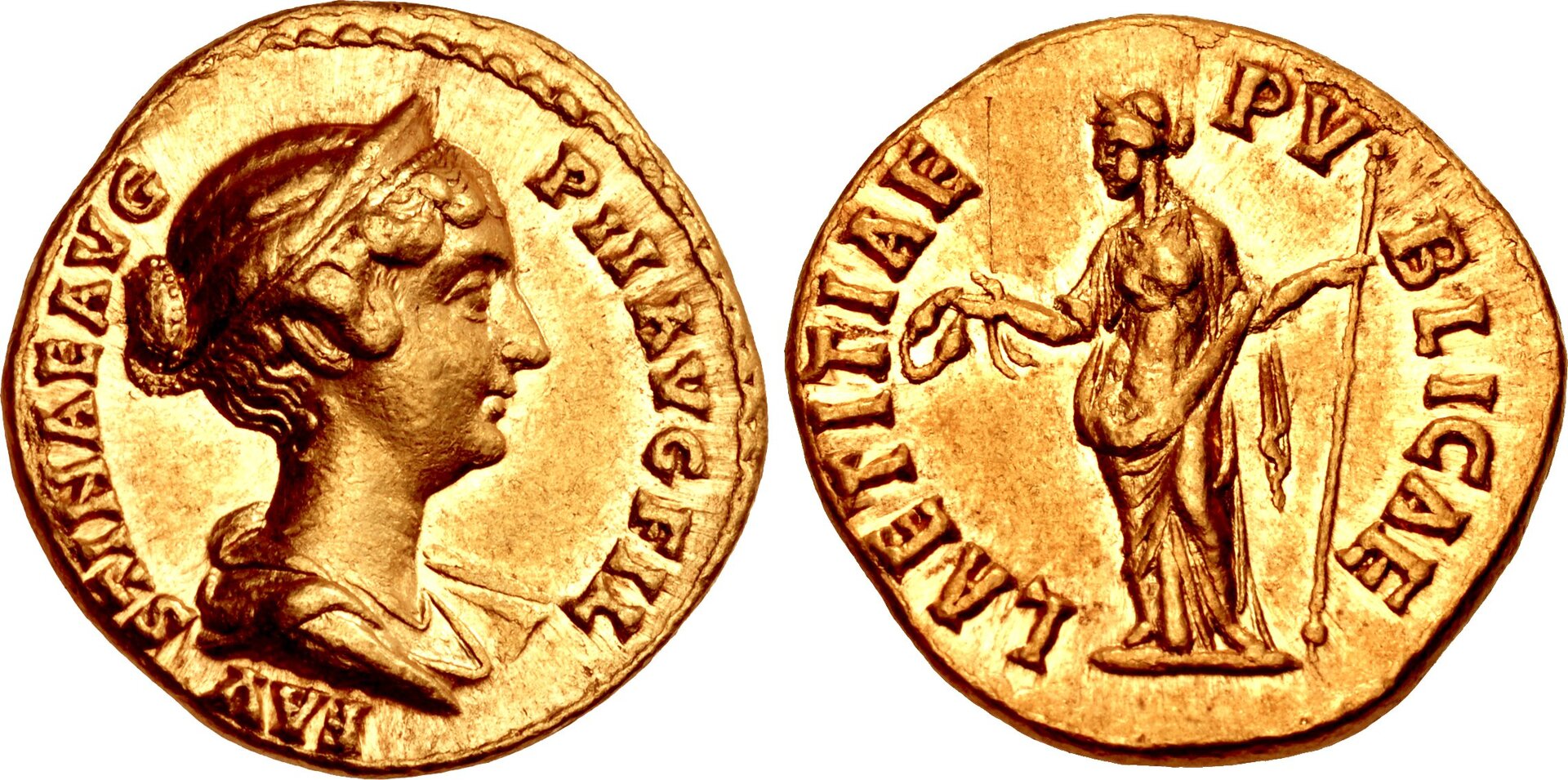 Faustina Jr LAETITIAE PVBLICAE aureus CNG 106, lot 775.jpg