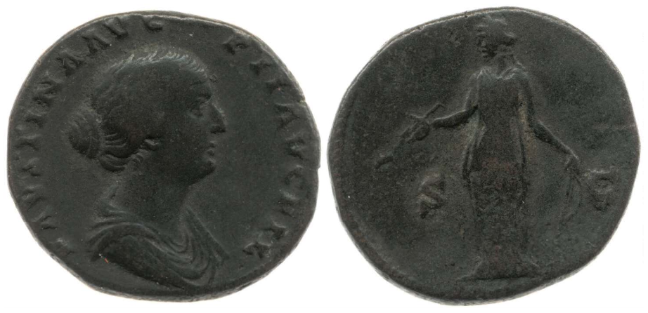 Faustina Jr S C Diana Sestertius earlier issue BMC later coiffure.png
