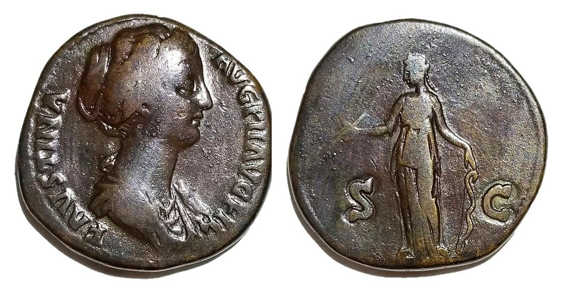 Faustina Jr S C Diana Sestertius earlier issue.jpg