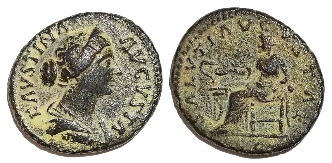 Faustina Jr SALVTI AVGVSTAE S C seated MB stephane.jpg