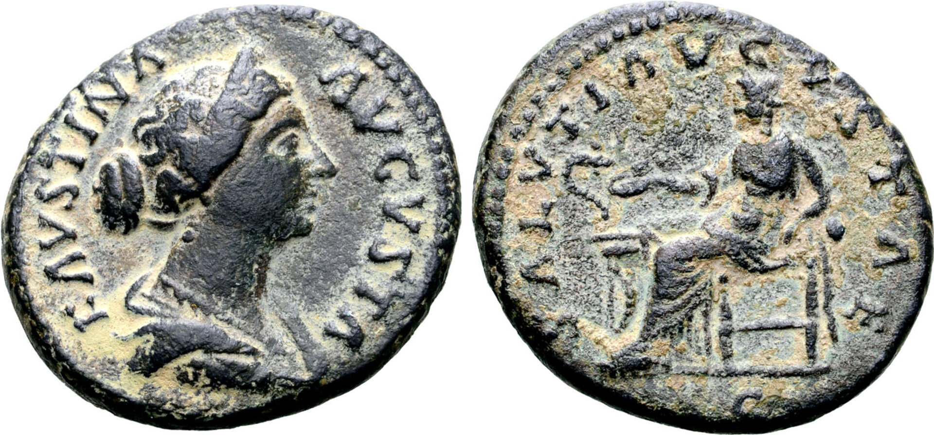 Faustina Jr SALVTI AVGVSTAE S C seated MB stephane Roma.jpg