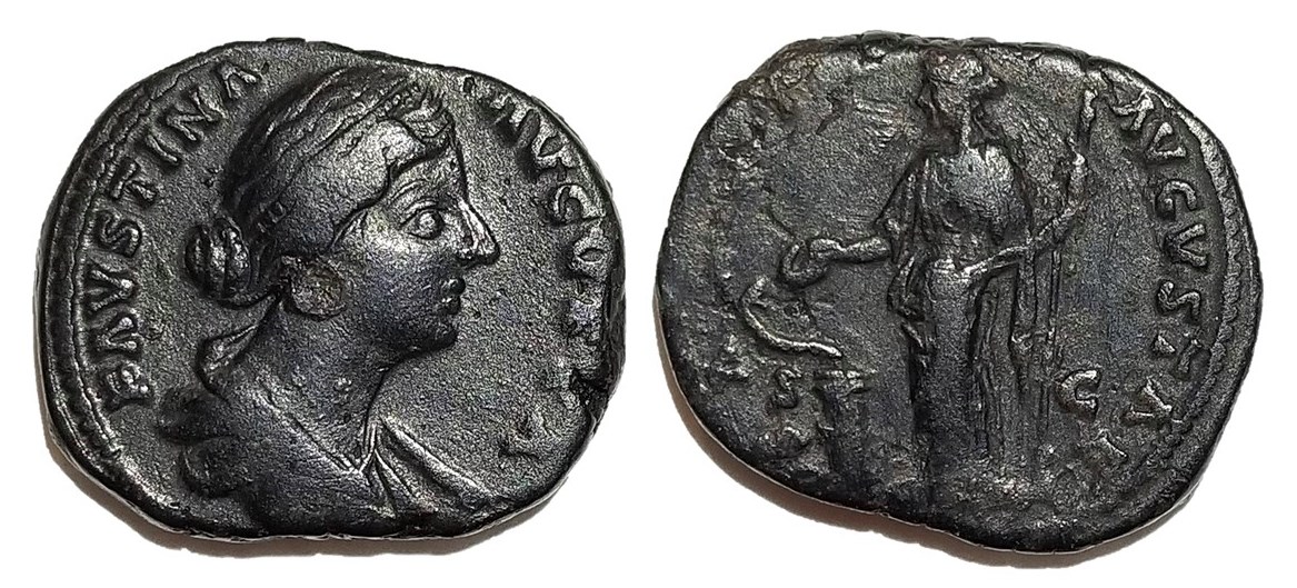 Faustina Jr SALVTI AVGVSTAE S C standing dupondius.jpg