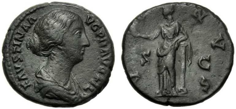 Faustina Jr Venus and column Dupondius Art Coins Roma.jpg