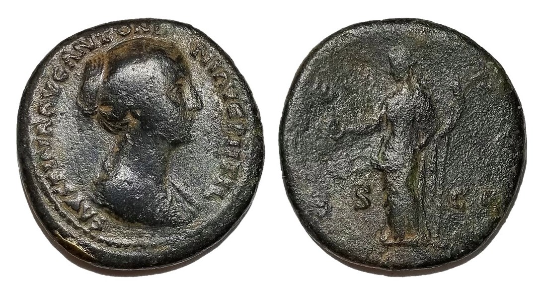 Faustina Jr VENVS S C apple and scepter dupondius long obv inscr.jpg
