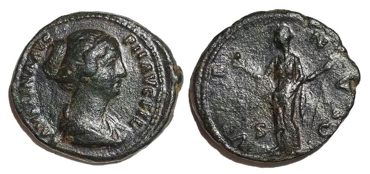 Faustina Jr VENVS S C apple and scepter dupondius short obv inscr.jpg