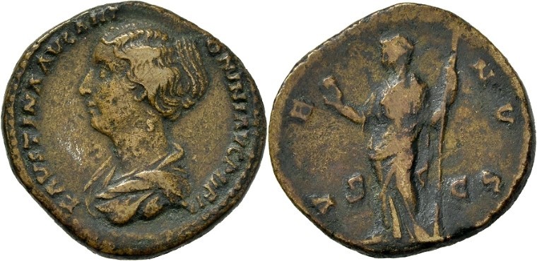 Faustina Jr VENVS S C apple and scepter MB left-facing bust Peus.jpg