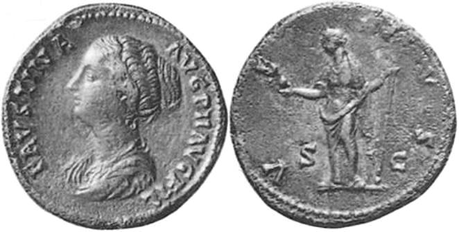 Faustina Jr VENVS S C apple and scepter sestertius left-facing bust Hess 1932.jpg