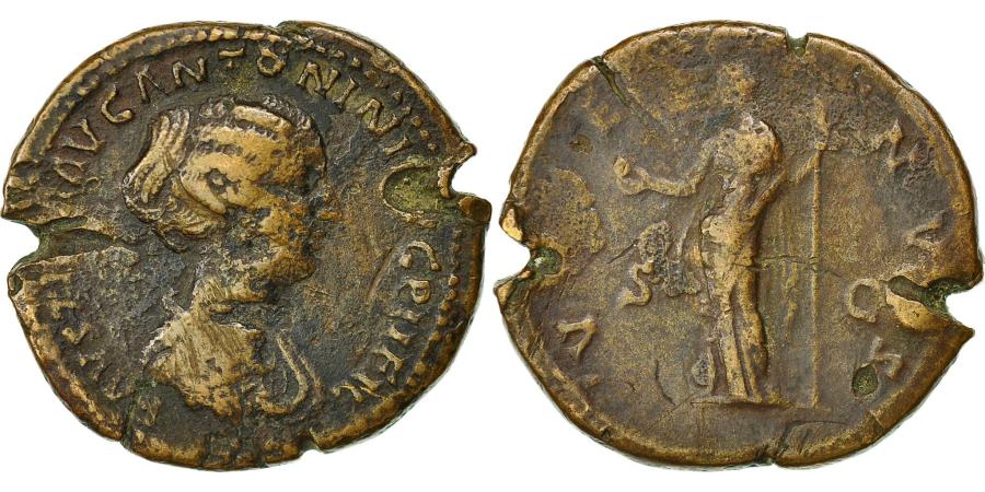 Faustina Jr VENVS S C apple and scepter sestertius long obv inscr type 3 hairstyle Numiscorner.jpg