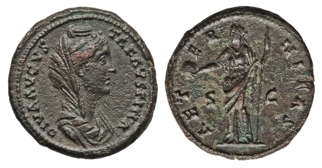 Faustina Sr AETERNITAS Providentia globe and scepter sestertius veiled bust.jpg