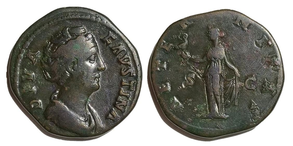 Faustina Sr AETERNITAS S C Aeternitas standing sestertius.jpg
