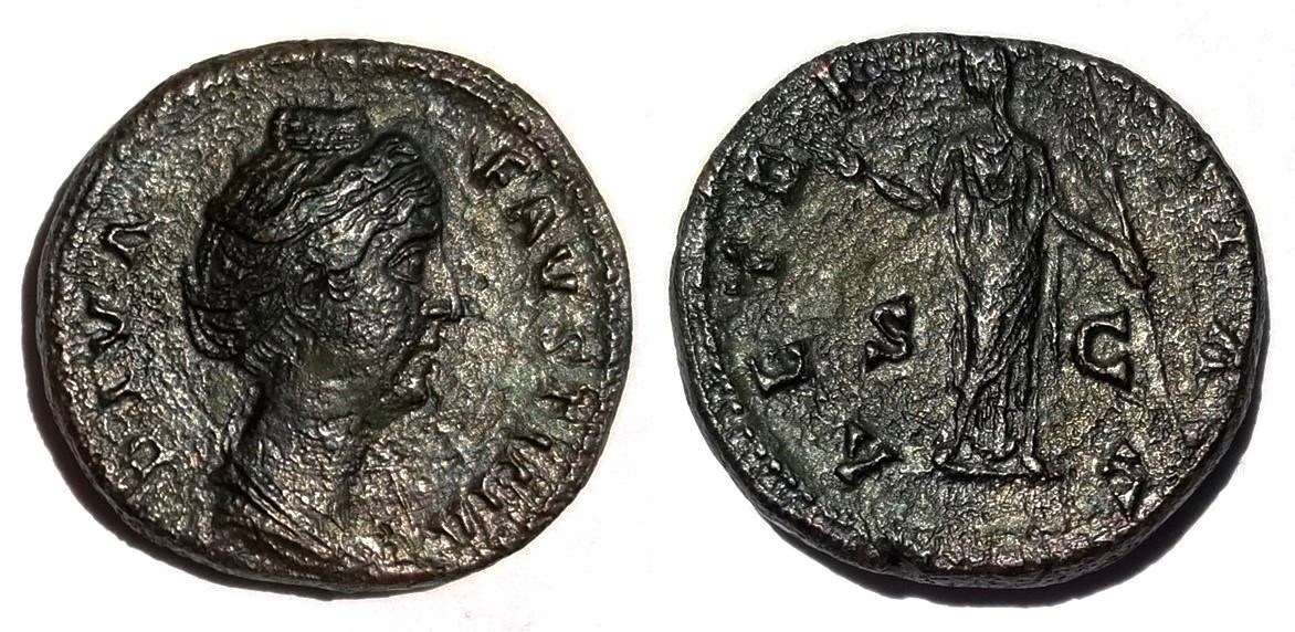 Faustina Sr AETERNITAS S C Juno raising hand and holding scepter dupondius.jpg