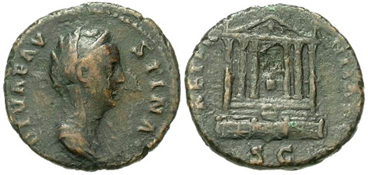 Faustina Sr AETERNITAS Temple dupondius Forum lot 81643.jpg