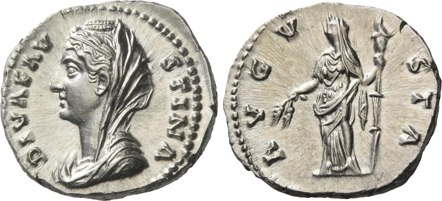 Faustina Sr AVGVSTA Ceres corn ears long torch denarius veiled left bust NAC.jpg