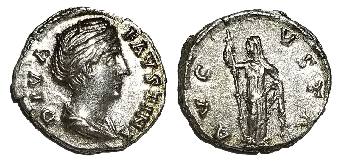 Faustina Sr AVGVSTA Ceres long torch and holding skirt denarius.jpg