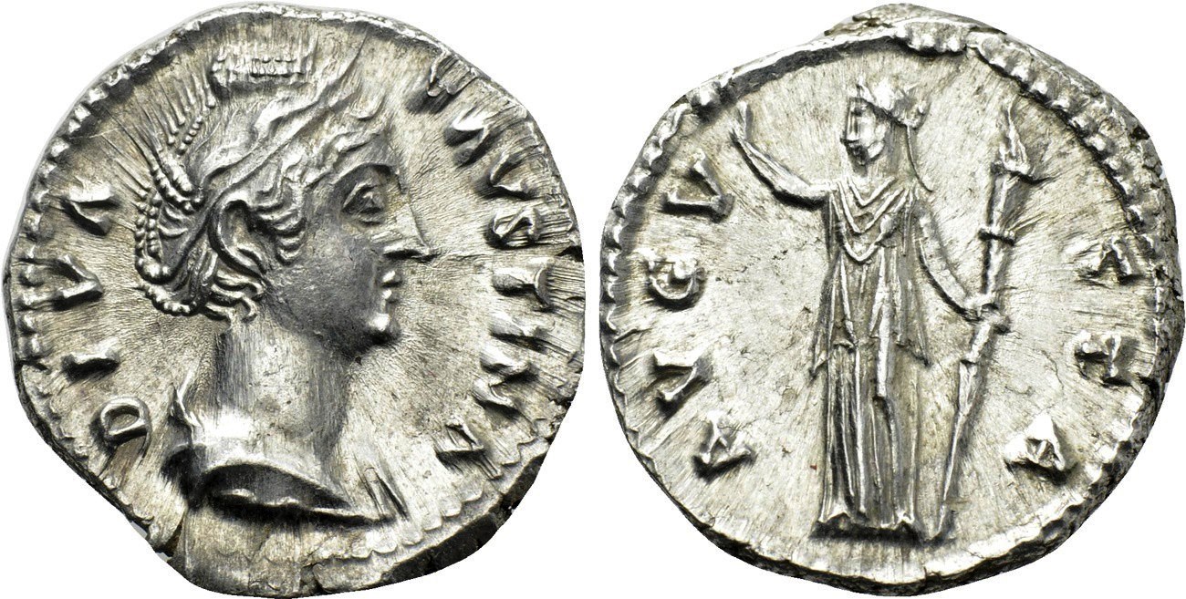 Faustina Sr AVGVSTA Ceres standing raising hand and holding torch denarius.jpg