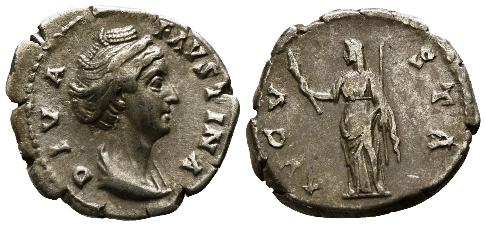 Faustina Sr AVGVSTA Ceres torch and short scepter Denarius.jpg