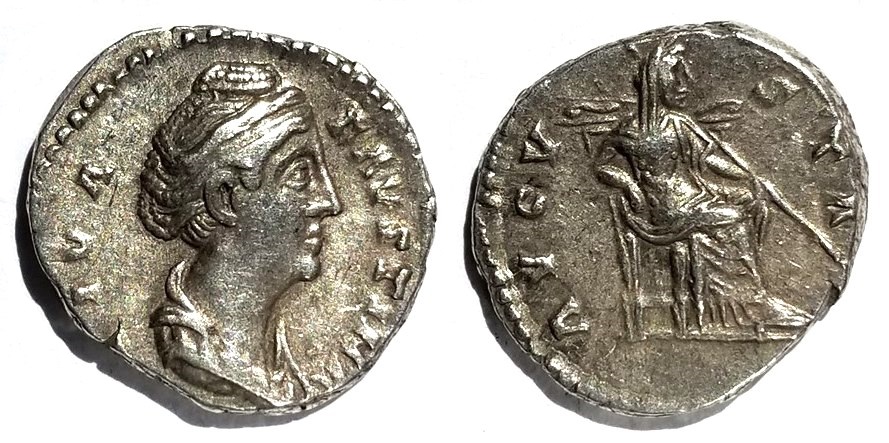 Faustina Sr AVGVSTA Juno seated denarius.jpg