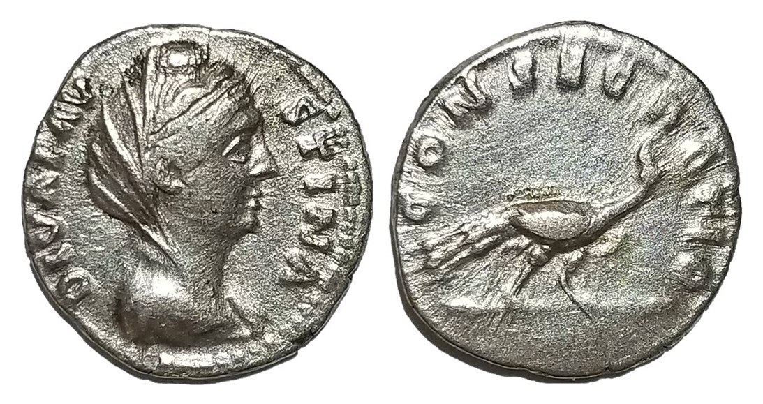 Faustina Sr CONSECRATIO Peacock Denarius veiled.jpg