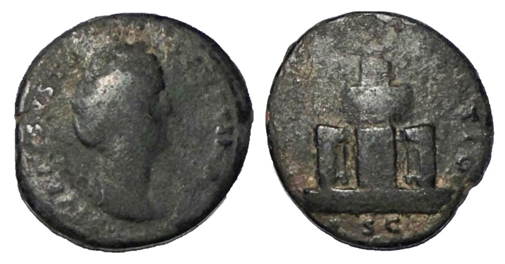 Faustina Sr CONSECRATIO S C funeral pyre dupondius CT guy.jpg