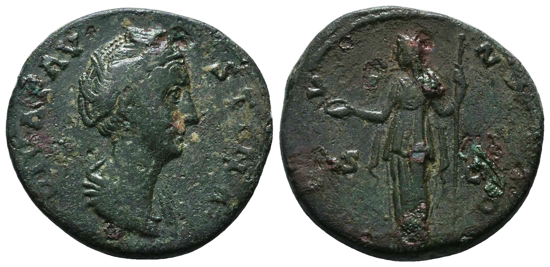 Faustina Sr IVNO S C standing sestertius Zeus.jpg