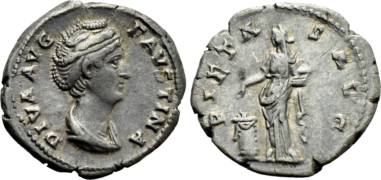 Faustina Sr PIETAS AVG altar denarius.jpg