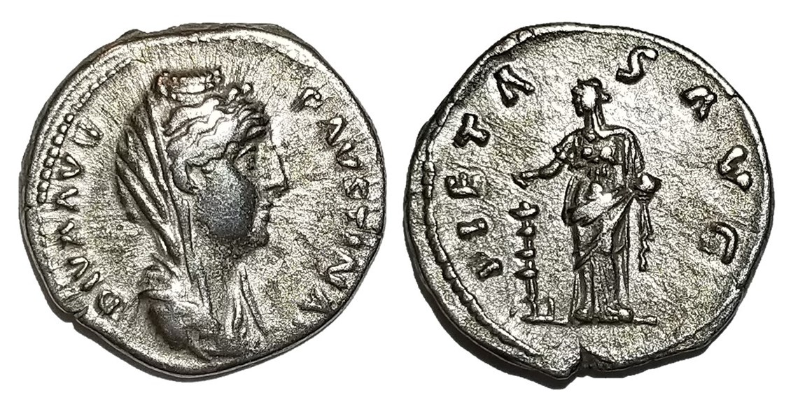 Faustina Sr PIETAS AVG candelabrum veiled bust denarius.jpg