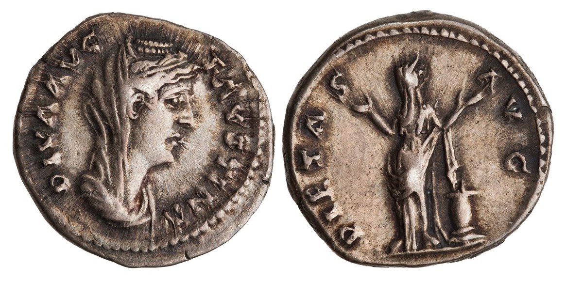 Faustina Sr PIETAS AVG raising hands veiled bust denarius ANS.jpg