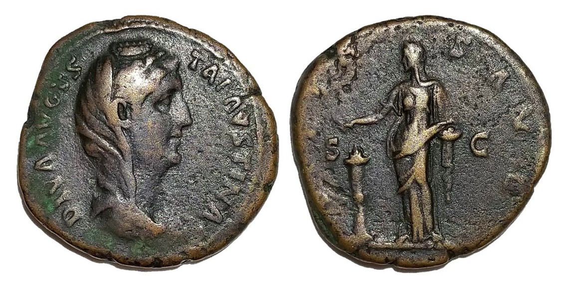 Faustina Sr PIETAS AVG S C candelabrum dupondius veiled.jpg