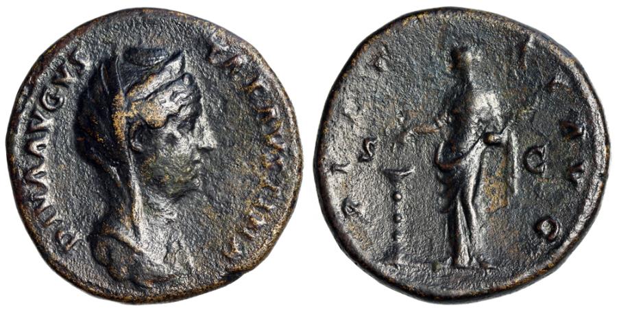 Faustina Sr PIETAS AVG SC candelabrum sestertius veiled and stephaned.jpg
