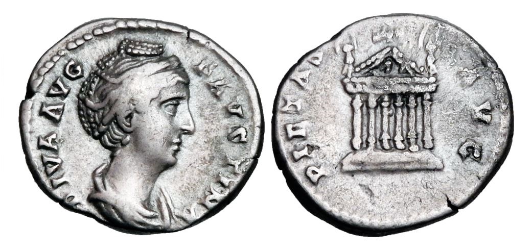 Faustina Sr PIETAS AVG temple denarius.jpg