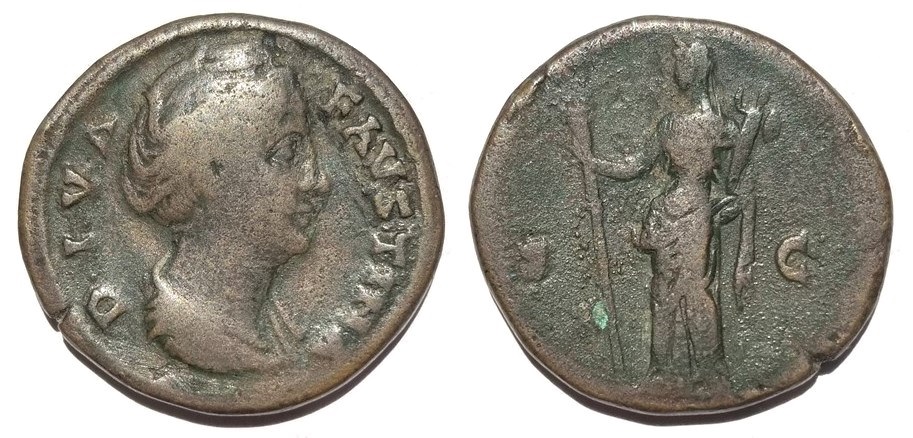 Faustina Sr S C Vesta standing torch and Palladium sestertius.jpg