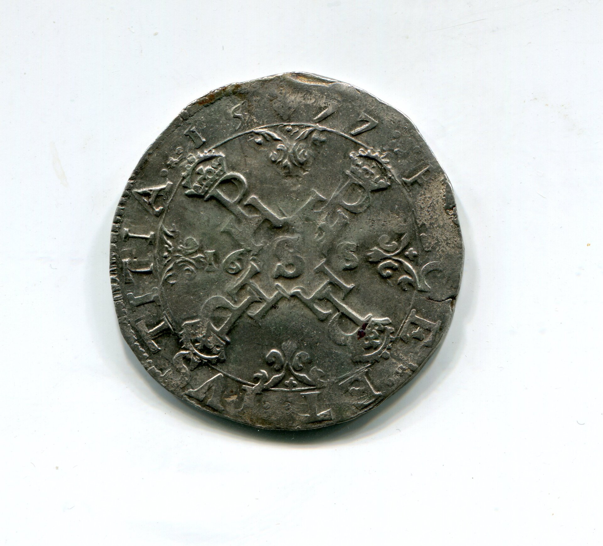 Flanders Philip II Half Ecu des Etats Bruges 1577 rev 190.jpg
