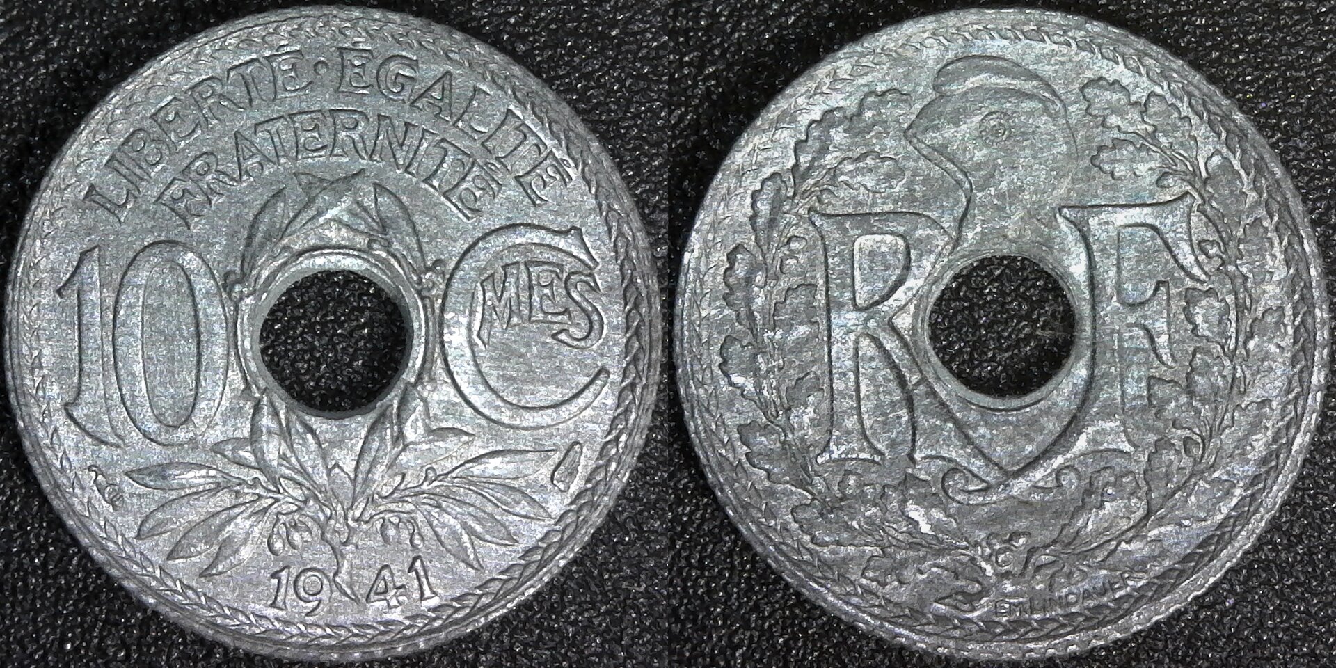 France 10 Centimes 1941 no dash obv-side.jpg