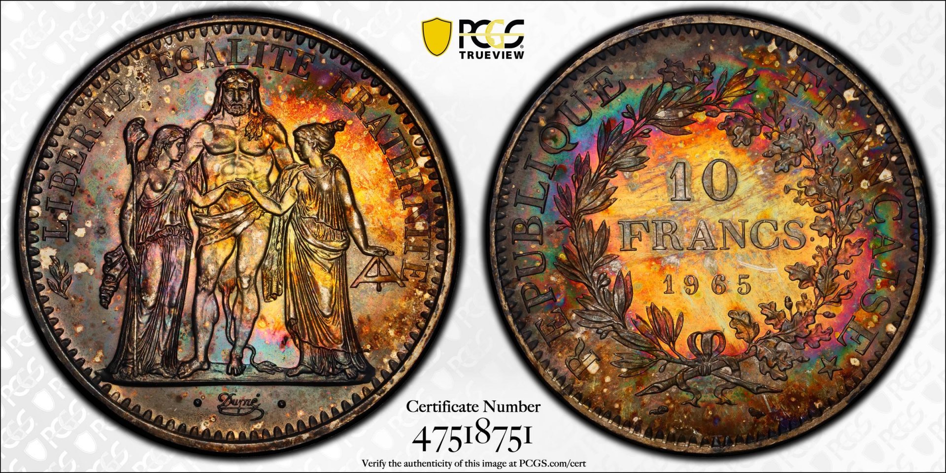 FRANCE. 10 Francs, 1965. Paris Mint. PCGS MS-65.jpg