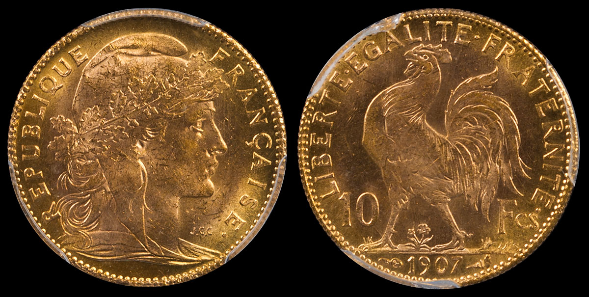 France 1907 10f Gold Coq sm.jpg