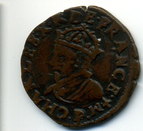 France Ch X  2 tournois 1590P obv 147.jpg