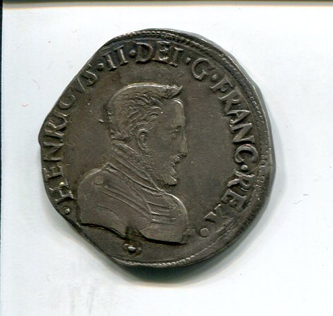 France Chas IX in name of Henri II Teston de Dauphine 1561 obv 671.jpg