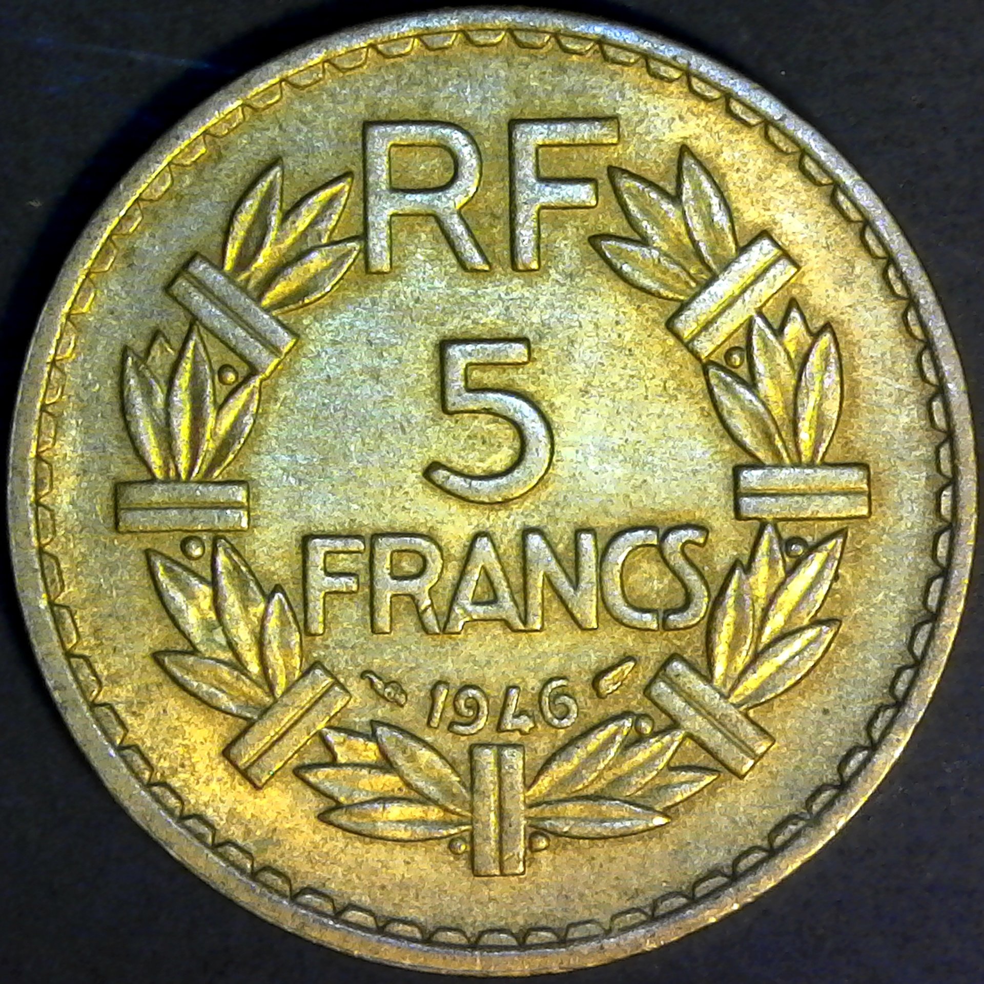 France Coin struck for Colonial use in Africa 5 Francs 1946 obv.jpg
