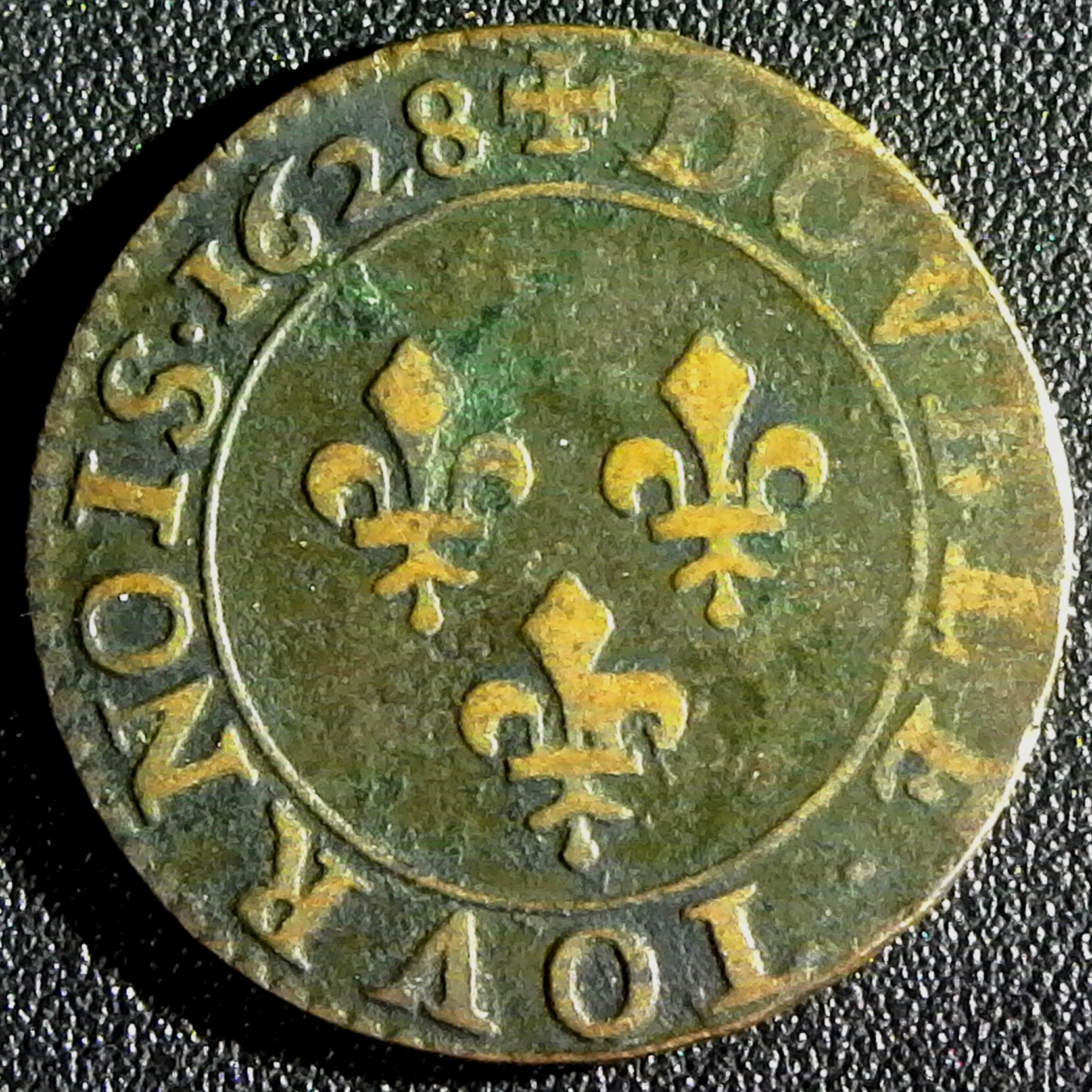 France Double Tournois 1628-A Louis XIII rev.jpg