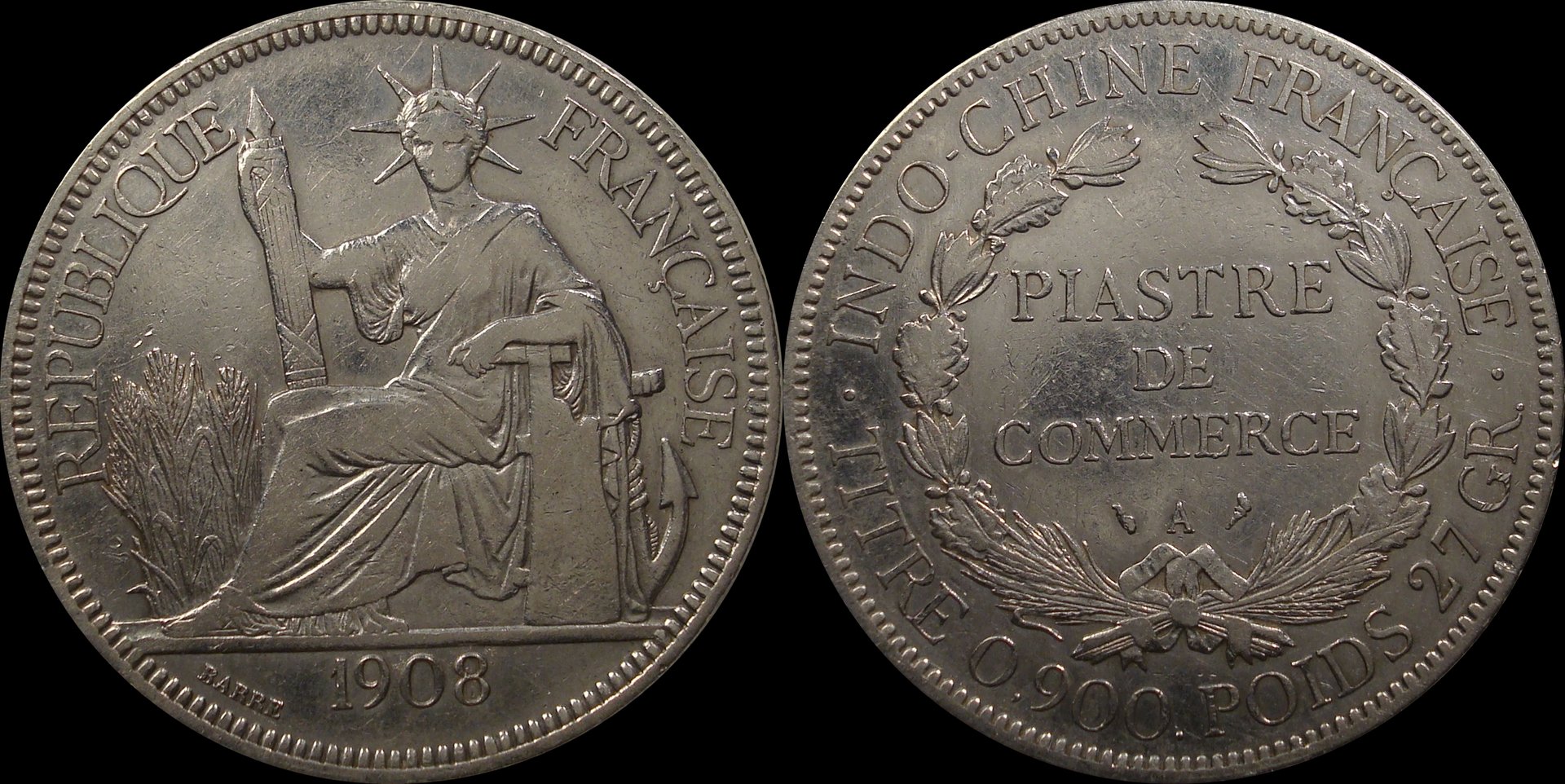 France Indochina 1908 Piastre.jpg