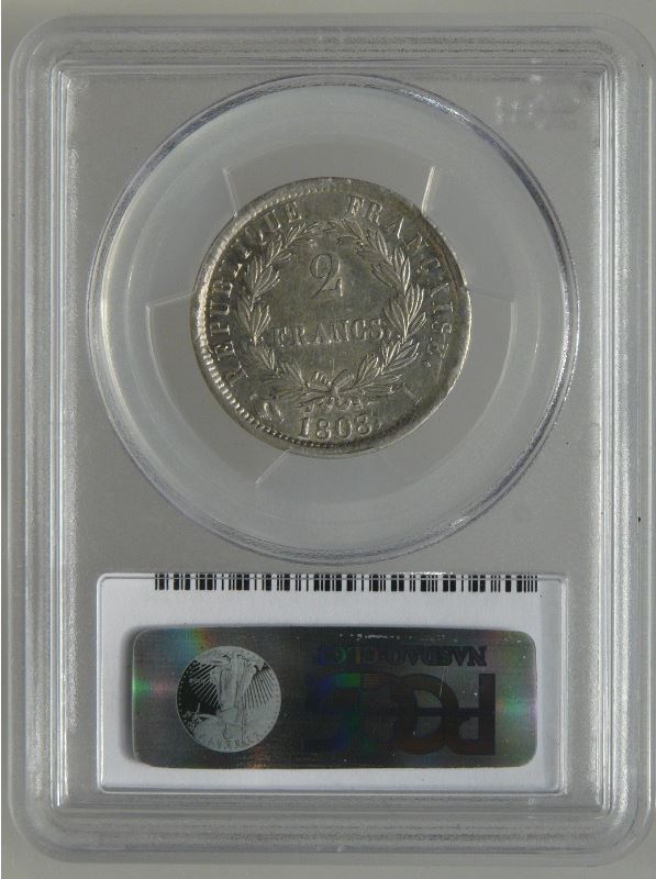 France Napoleon Emperor 2 Francs 1808-I Limoges mint Republic Rev AU55 Slab R.JPG