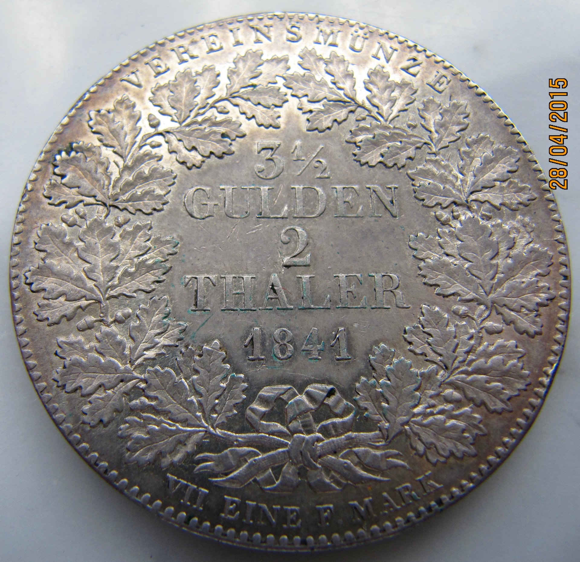 Frankfurt Dopeltaler 1841 REV - 1.jpg