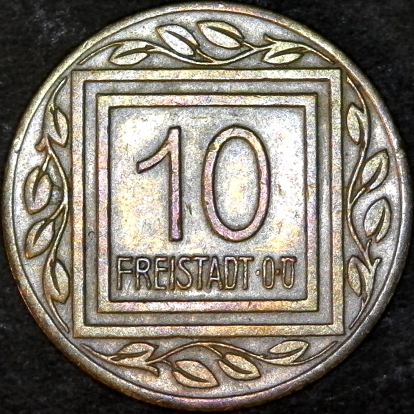 Freistadt Austria  POW 10 Heller 1915 rev small.jpg