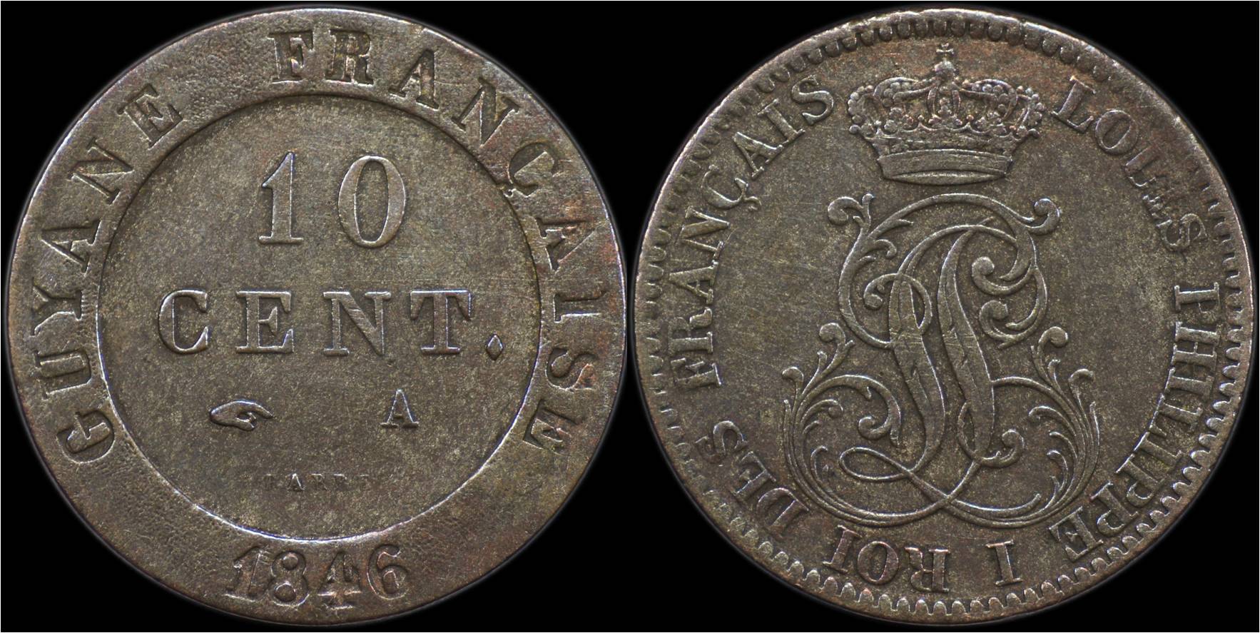 French Guiana 1846-A 10 Centimes (Louis Philippe I).jpg